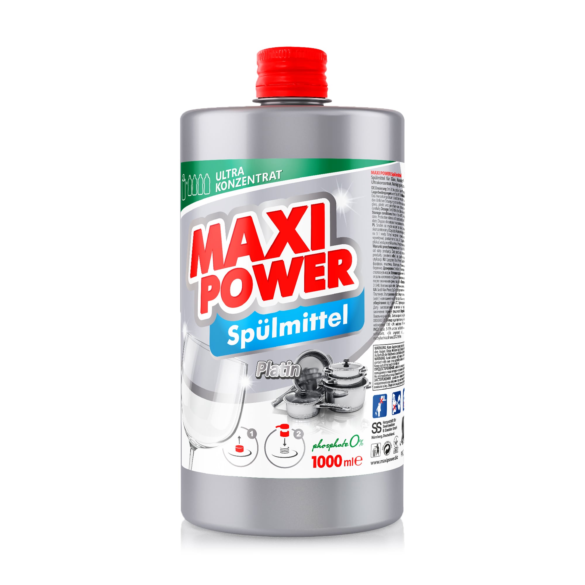 Засіб для миття посуду Maxi Power Платинум, 1 л (запаска)